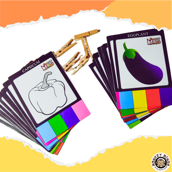 CLIP THE CARD - COLOURS - VEGETABLES - Monkey Minds
