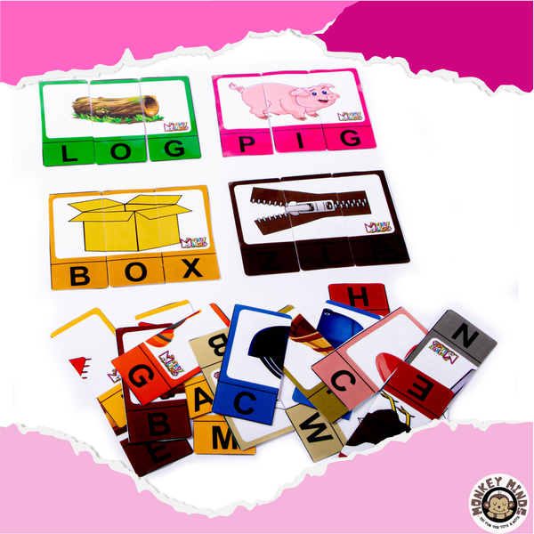 STRIP PUZZLES - WORD FLUENCY - 3 LETTERS - Monkey Minds