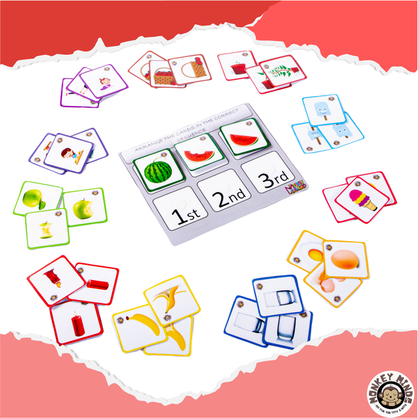 ORDER & SEQUENCE - PICTURE SEQUENCING - 3 CARDS - Monkey Minds