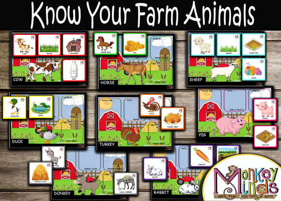 SORTING MATS - KNOW YOUR FARM ANIMALS - Monkey Minds