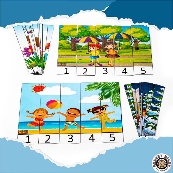 STRIP PUZZLES - NUMBERS 1 -10 - SEASONS - Monkey Minds