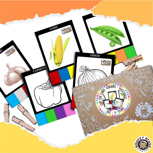 CLIP THE CARD - COLOURS - VEGETABLES - Monkey Minds
