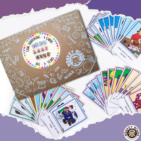ORDER & SEQUENCE - TASK SEQUENCING - 4 CARDS - Monkey Minds