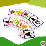 CLIP THE CARD - MISSING NUMBERS (FRUITS & VEGGIES) - Monkey Minds