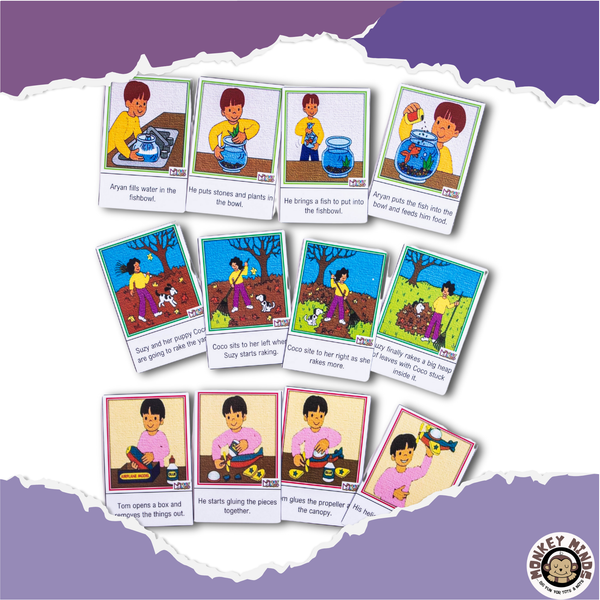 ORDER & SEQUENCE - TASK SEQUENCING - 4 CARDS - Monkey Minds