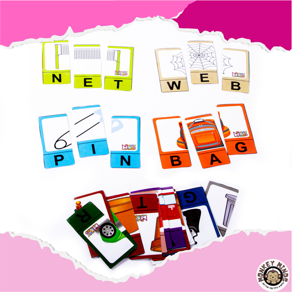 STRIP PUZZLES - WORD FLUENCY - 3 LETTERS - Monkey Minds