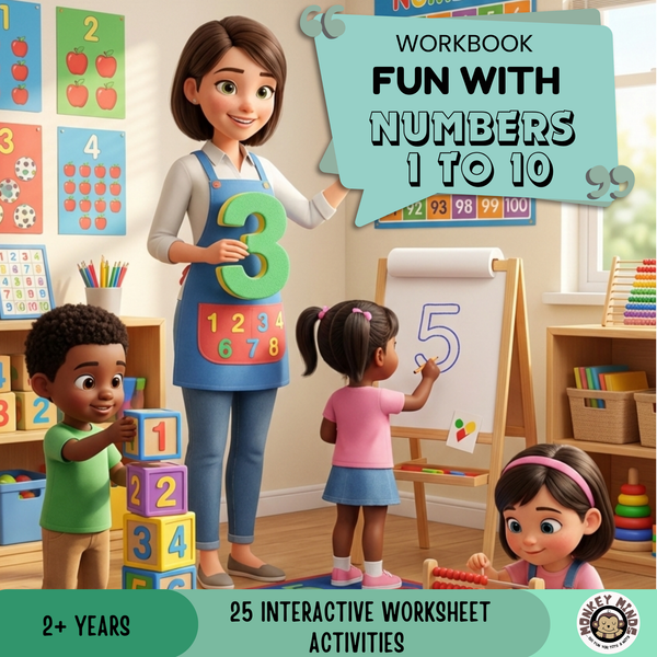 WORKBOOK - FUN WITH NUMBERS 1 TO 10 (AGE - 2+) - Monkey Minds
