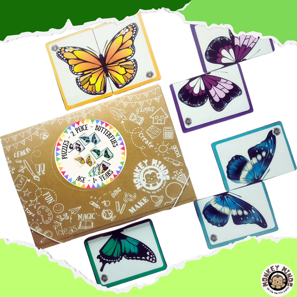 PUZZLE - 2 PIECE - BUTTERFLIES - Monkey Minds
