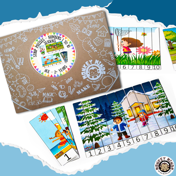 STRIP PUZZLES - NUMBERS 1 -10 - SEASONS - Monkey Minds