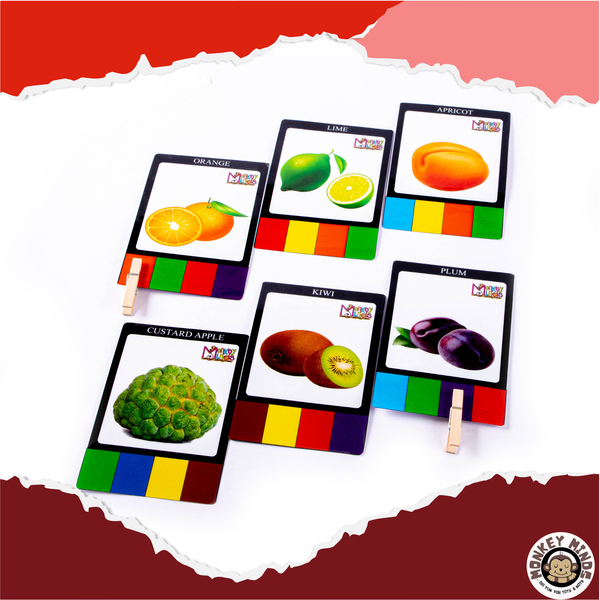 CLIP THE CARD - COLOURS- FRUITS - Monkey Minds