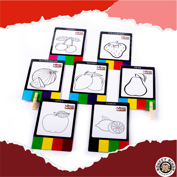 CLIP THE CARD - COLOURS- FRUITS - Monkey Minds